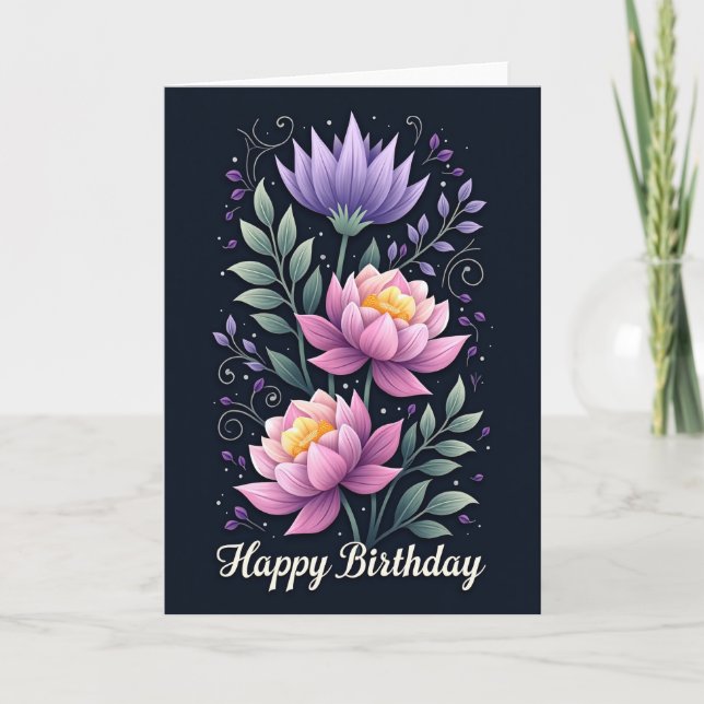 Elegant Lavender Bloom Card (Front)