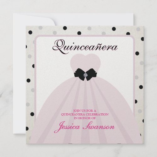 Elegant Lavender Blush and Black Quinceanera Invitation