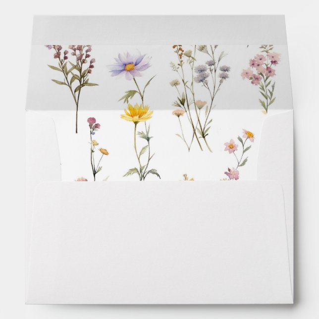 Elegant Lavender, Blush and Cream Wildflowers Envelope (Back (Bottom))