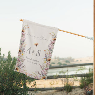Elegant Lavender, blush and cream Wildflowers House Flag