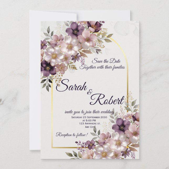 Elegant Lavender Blush Wedding Save The Date Invitation (Front)