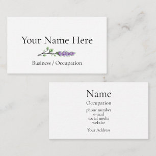 Elegant lavender botanical greenery business card