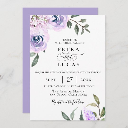 Elegant Lavender Botanical Wedding Invitation | Zazzle.com