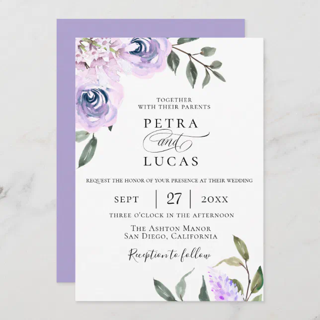 Elegant Lavender Botanical Wedding Invitation | Zazzle