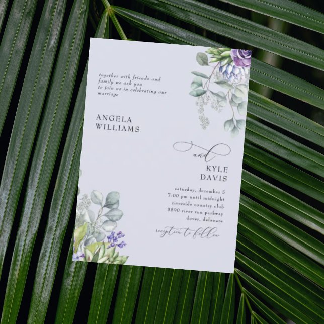 Elegant Lavender Botanical Wedding Invitation (Creator Uploaded)