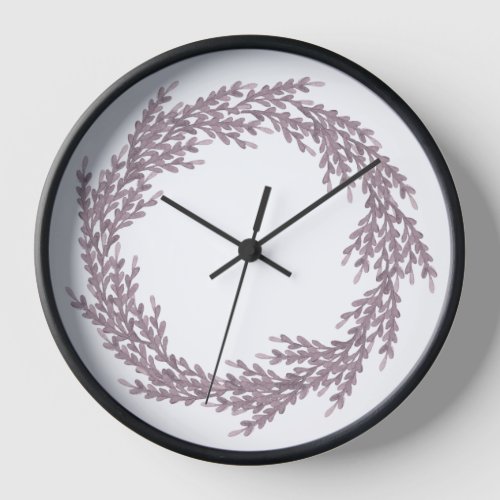  Elegant Lavender Botanical Wreath  Clock