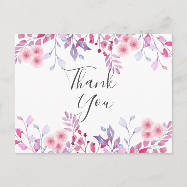 Elegant Lavender Bouquet Script Business Thank You Postcard (Front)