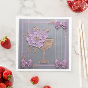 Elegant Lavender Bouquet Wedding Paper Dinner Napkins