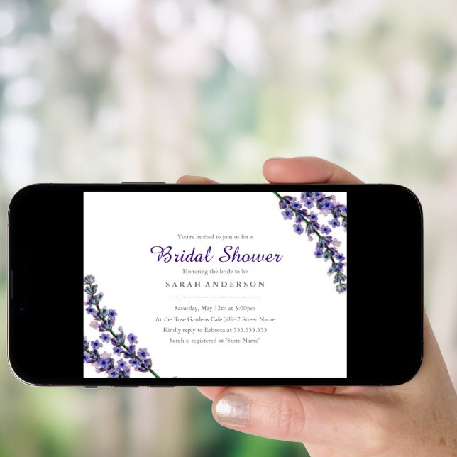 Elegant Lavender Bridal Shower Invitation (Front Digital)