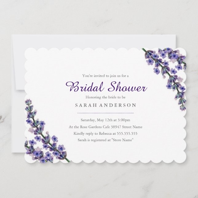 Elegant Lavender Bridal Shower Invitation (Front)