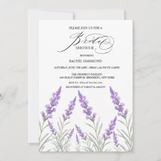 Elegant Lavender Bridal Shower Invitation Purple