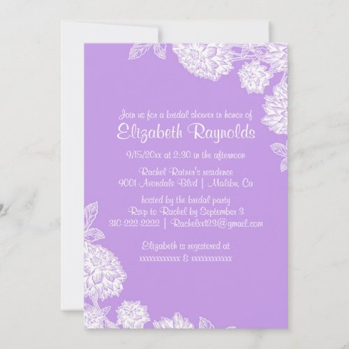 Elegant Lavender Bridal Shower Invitations