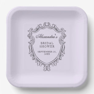 Elegant Lavender Bridal Shower Party Paper Plates