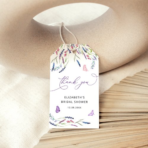 Elegant Lavender Bridal Shower Thank you  Gift Tag