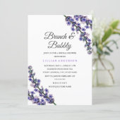 Elegant Lavender Brunch and Bubbly Bridal Shower Invitation (Standing Front)