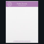 Elegant Lavender Business Professional Letterhead<br><div class="desc">Elegant Lavender Professional Monogram Business Letterhead Elegant stationery for your making your home small business look professional. Personalize this stationery with your monogram initials, name, professional title and add other information at the bottom of the letterhead. Shop our store for elegant stationery in a variety of colors for your home...</div>