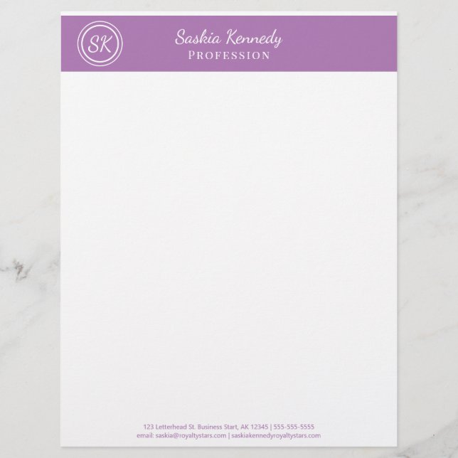 Elegant Lavender Business Professional Letterhead (Front)