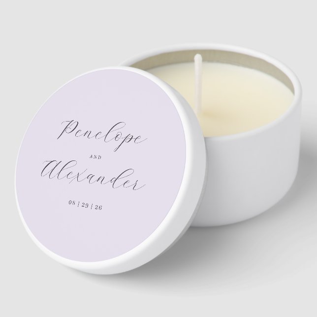 Elegant Lavender Calligraphy Mini Candle Favors (Corner)