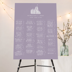 Elegant Lavender Castle Seating Chart Wedding Foam Board