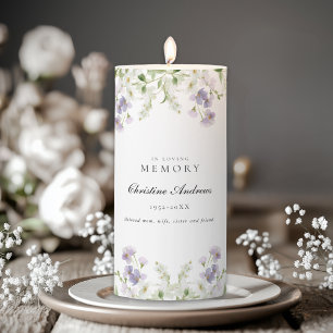 Elegant Lavender Celebration of Life Funeral Pillar Candle