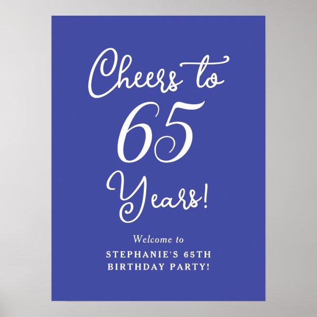 Elegant Lavender Cheers to 65 Years 65th Birthday Poster (Front)