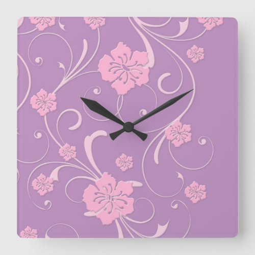 Elegant Lavender Cherry Swirls Clock
