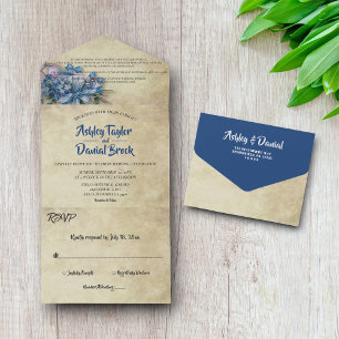 Elegant Lavender Country Floral Rustic Wedding All In One Invitation