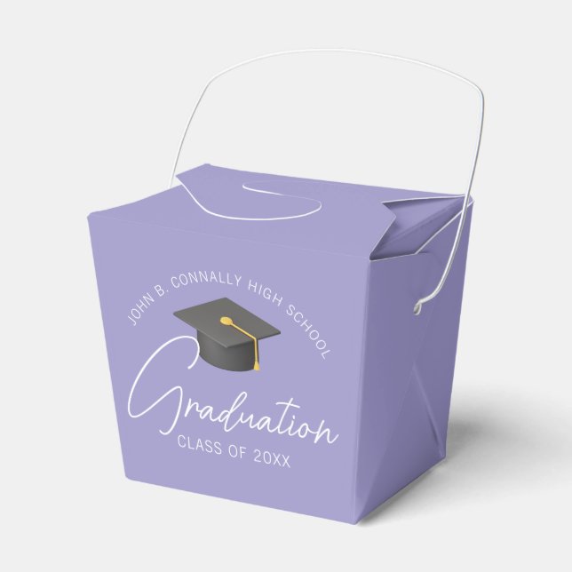 Elegant Lavender Custom Graduation Party Fortune Favor Boxes (Front Side)