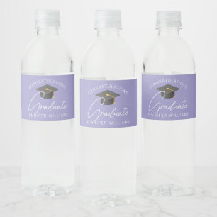 Elegant Lavender Custom Graduation Party Water Bottle Label