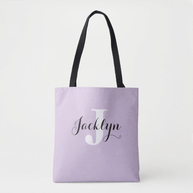 Elegant Lavender Custom Name  Tote Bag (Front)