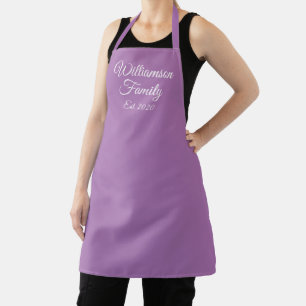 Elegant lavender custom script family name year  apron