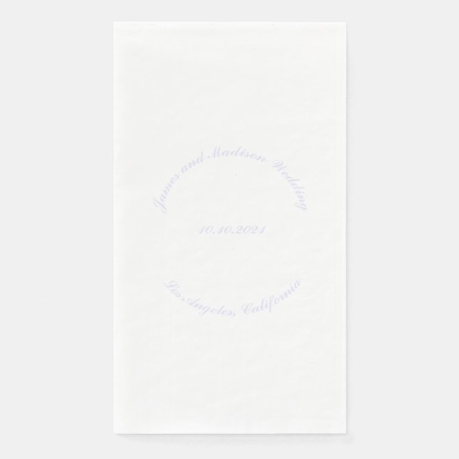 Elegant lavender custom script name date wedding  paper guest towels (Front)