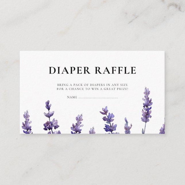 Elegant lavender Diaper Raffle Card (Front)
