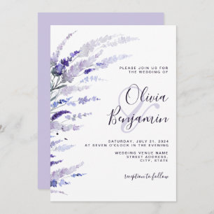 Elegant Lavender Dusty Purple Floral Lilac Wedding Invitation