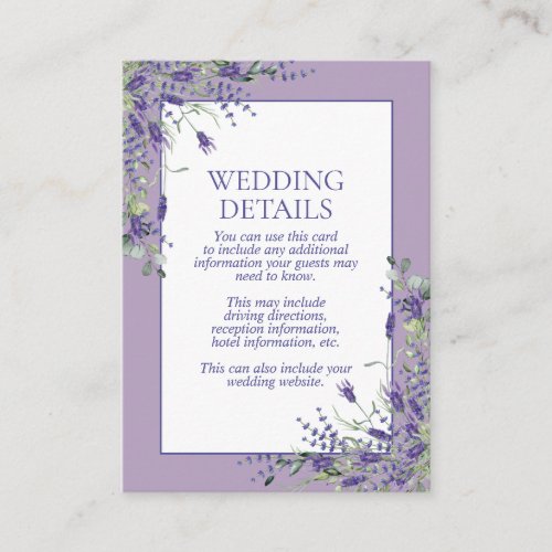 Elegant Lavender Eucalyptus Botanical Details Encl Enclosure Card