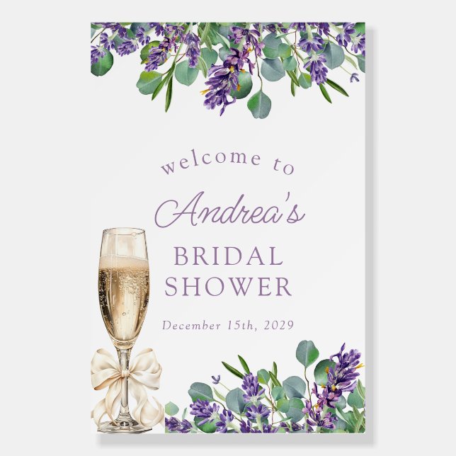 Elegant Lavender Eucalyptus Bridal Shower Foam Board (Front)