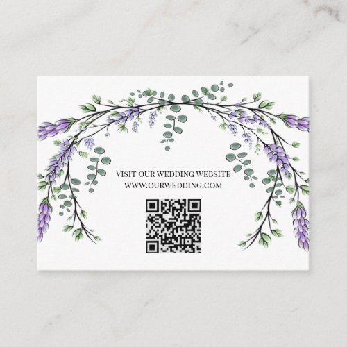 Elegant Lavender eucalyptus floral QR code Enclosure Card