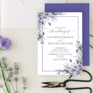 Elegant Lavender Eucalyptus Floral Script Wedding Invitation