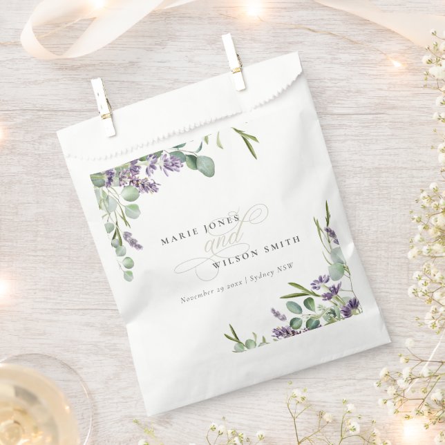 Elegant Lavender Eucalyptus Leafy Foliage Wedding Favor Bag (Clipped)