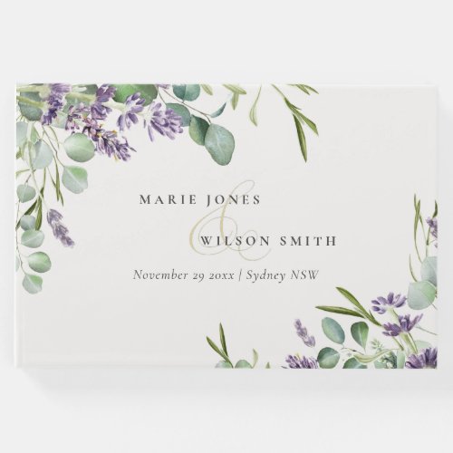 Elegant Lavender Eucalyptus Leafy Foliage Wedding Guest Book
