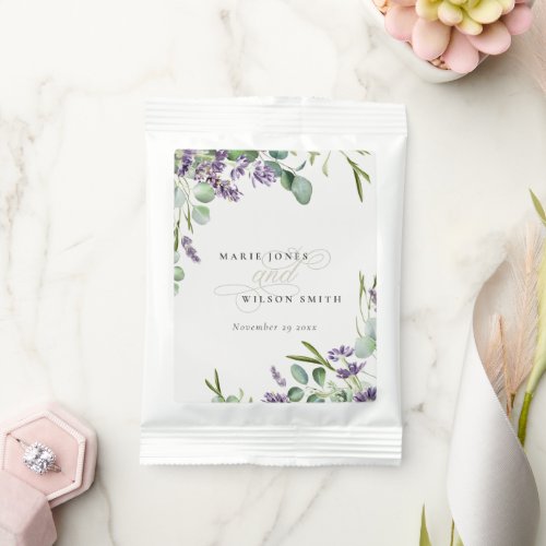 Elegant Lavender Eucalyptus Leafy Foliage Wedding Hot Chocolate Drink Mix