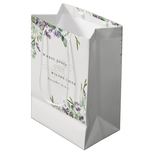 Elegant Lavender Eucalyptus Leafy Foliage Wedding Medium Gift Bag