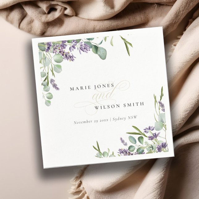 Elegant Lavender Eucalyptus Leafy Foliage Wedding Napkins (Creator Uploaded)