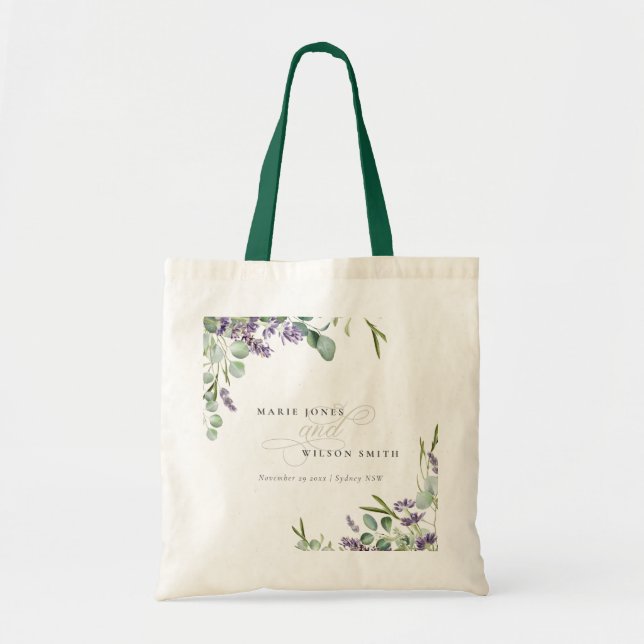 Elegant Lavender Eucalyptus Leafy Foliage Wedding  Tote Bag (Front)