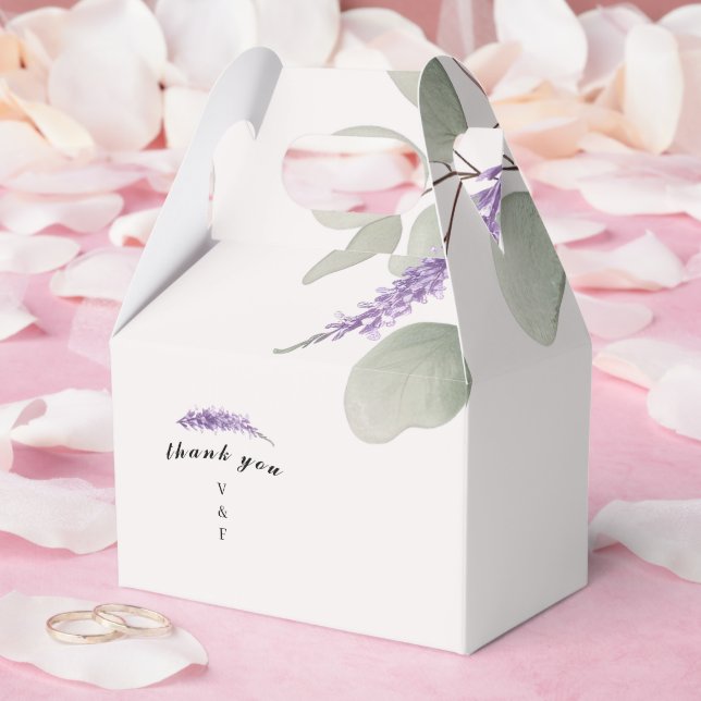 Elegant Lavender Eucalyptus Leaves Favor Boxes (Wedding)