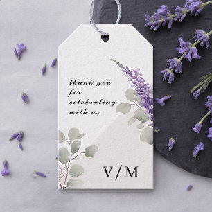 Elegant Lavender Eucalyptus Leaves Wedding Gift Tags