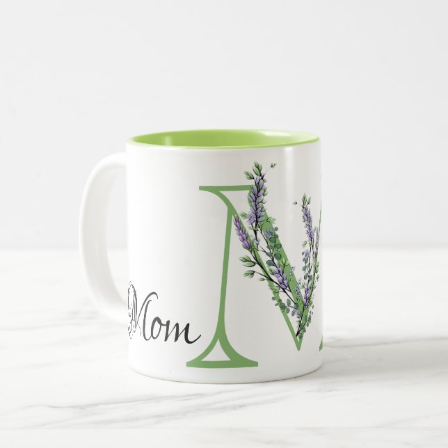 Elegant Lavender Eucalyptus Mom Two-Tone Coffee Mug (Front Left)