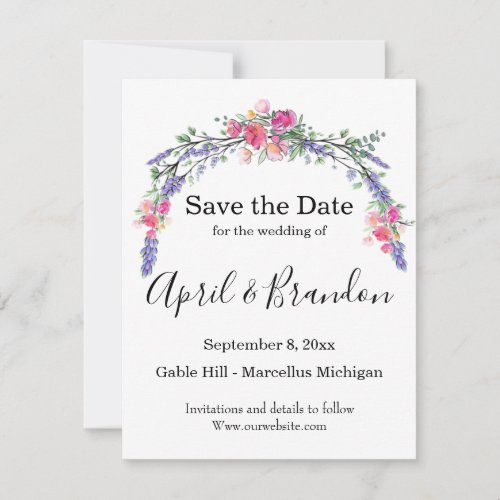 Elegant Lavender Eucalyptus pink roses watercolor  Save The Date