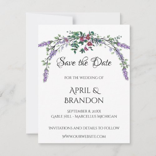 Elegant Lavender Eucalyptus watercolor roses Save The Date