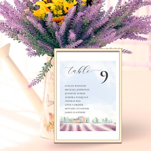 Elegant Lavender Field Modern Wedding Table Number Poster